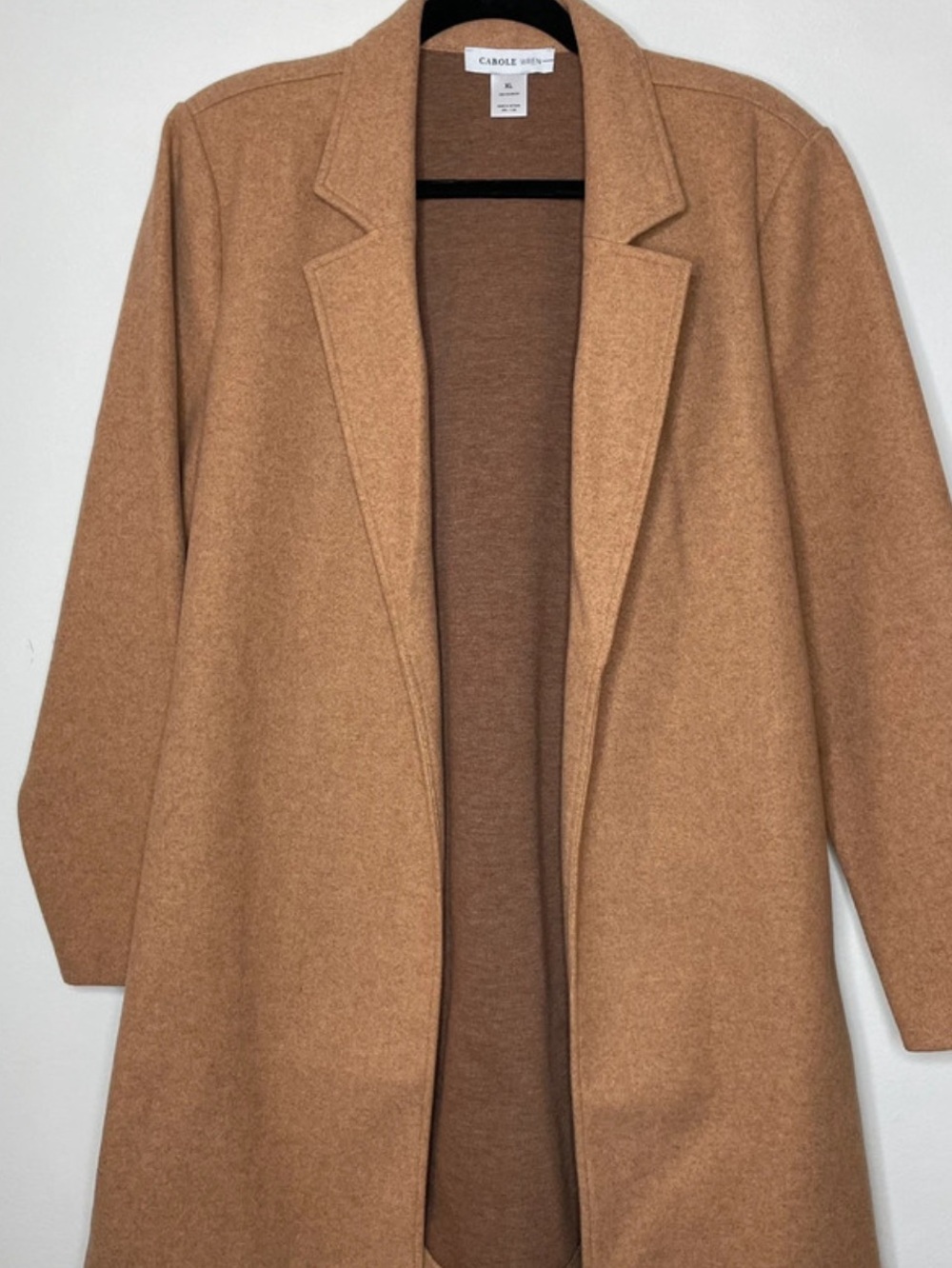 Carolee Camel Open-Front Trench Coat